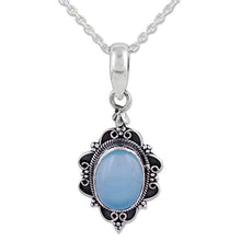 Load image into Gallery viewer, NOVICA Chalcedony .925 Sterling Silver Pendant Necklace, 17.25" 'Blue Damsel'
