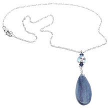 Load image into Gallery viewer, Ice Blue Kyanite Flat Teardrop Chain Necklace Sterling Silver or Gold-Filled
