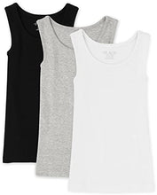 Load image into Gallery viewer, The Children's Place Girl's Basic Rib Tank, Black/Heather Gray/White, Medium

