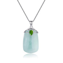 Load image into Gallery viewer, Jade Pendant Necklace Charm Jade Clasp Fashion and Elegant Jewelry Necklace for Women, Sterling Silver 18" Chain(Square shape)

