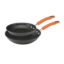 Load image into Gallery viewer, Rachael Ray Brights Hard Anodized Nonstick Frying Pan Set / Fry Pan Set / Hard Anodized Skillet Set - 9.25 Inch and 11.5 Inch, Gray with Orange Handles
