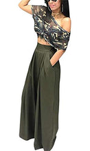 Load image into Gallery viewer, LROSEY Women's Stretchy Solid Color High Waisted Wide Leg Palazzo Pants with Pockets Green
