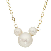Load image into Gallery viewer, Disney Mickey Mouse 14KT Yellow Gold Pearl Necklace;
