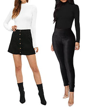 Load image into Gallery viewer, MANGOPOP Women's Mock Turtle Neck Long Sleeve Tops Bodysuit Jumpsuit (A Long Sleeve Black, Large)
