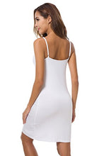 Load image into Gallery viewer, EaseWay Women's Basic Adjustable Spaghetti Strap Cami Under Mini Dress White
