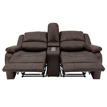 Load image into Gallery viewer, RecPro Charles Collection | 67" Double Recliner RV Sofa &amp; Console | RV Zero Wall Loveseat | Wall Hugger Recliner | RV Theater Seating | RV Furniture | RV Living Room (Slideout) Furniture | Mahogany
