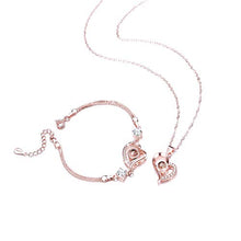 Load image into Gallery viewer, Udalyn I Love You Pendant Necklace Bracelets Set for Women 100 Languages Projection Love Heart Memory Jewelry Set Best Valentine's Day Present Gift for Her
