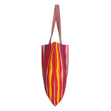Load image into Gallery viewer, Canvas Tote Bags - Reusable Grocery Bag - Printed Cotton Shopping Bag - Eco Friendly Super Strong Reusable Washable Bags 19x16.5 Inches, 12.5 Inch Handle PINK YELLOW STRIPS
