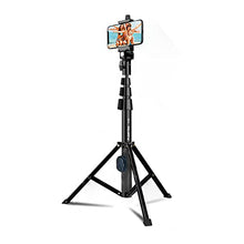 Load image into Gallery viewer, Fugetek 51" Professional Selfie Stick &amp; Tripod, Phone Holder, Removable Bluetooth Remote, Portable All in One, Heavy Duty Aluminum, Compatible with iPhone &amp; Android Devices, Non Skid Feet, Black
