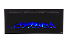 Load image into Gallery viewer, Touchstone 80004 - Sideline Electric Fireplace - 50 Inch Wide - in Wall Recessed - 5 Flame Settings - Realistic 3 Color Flame - 1500/750 Watt Heater - (Black) - Log &amp; Crystal Hearth Options
