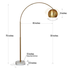 Load image into Gallery viewer, Brightech Olivia - Over The Couch Arc Floor Lamp with Globe Shade, Matches Your Living Room Decor - Standing Light for Bedroom, Office - Tall Gold aka Brass Lighting
