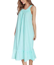 Load image into Gallery viewer, 100% Cotton Nightgowns for Women Soft Ladies Gowns Sleepwear Long Sleeveless Nightgown Green L
