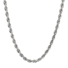 Load image into Gallery viewer, Men's 14k White Gold Solid 5mm Diamond Cut Rope Chain Pendant Necklace, 20"- 30"
