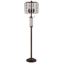 Load image into Gallery viewer, Industrial Floor Lamp Rustic Bronze Open Metal Cage 3-Light Antique LED Edison Bulbs Dimmable for Living Room Bedroom - Franklin Iron Works
