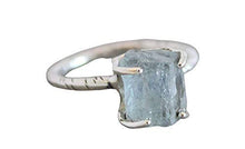 Load image into Gallery viewer, Raw Aquamarine Gemstone Sterling Silver Ring size 7
