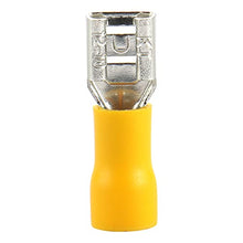 Load image into Gallery viewer, Baomain Female Quick disconnects Vinyl Insulated Spade Wire Connector Electrical Crimp Terminal 12-10 AWG Yellow Pack of 100

