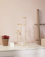 Load image into Gallery viewer, Umbra Tesora 3-Tier Jewelry Stand, Earring Holder, Accessory Organizer and Display, Glass/Brass
