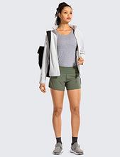 Load image into Gallery viewer, CRZ YOGA Women's Quick-Dry Athletic Sports Running Workout Shorts with Zip Pocket - 4 Inches Grey Sage 4''-R403 Medium
