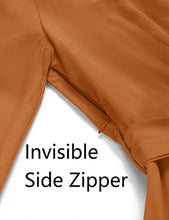 Load image into Gallery viewer, ZESICA Women's Casual V Neck Dress Long Sleeve Wrap Tie Waist Ruffle Hem Cocktail Wedding Party Swing Mini Dresses,Brown,X-Large
