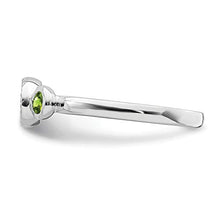 Load image into Gallery viewer, Solid 925 Sterling Silver Stackable Double Round Peridot Green August Gemstone and Diamond Ring Eternity Band Size 6 (.05 cttw.)
