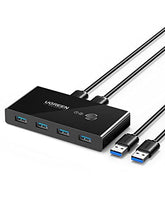 Load image into Gallery viewer, UGREEN USB 3.0 Switch Selector 4 Port 2 Computers Peripheral Switcher Adapter Hub for PC Printer Scanner Mouse Keyboard with One Button Switch and 2 Pack USB Male Cable
