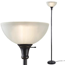 Load image into Gallery viewer, Threshold Floor Lamp for Living Room by Light Accents - Traditional Standing Pole Light with Dome Glass Shade – Upward Torchiere 71.2" Tall - (Bronze)
