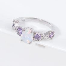 Load image into Gallery viewer, CiNily White Fire Opal Amethyst Women Jewelry Gemstone Silver Plated Ring Size 9

