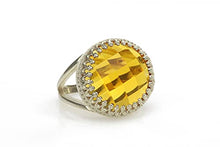 Load image into Gallery viewer, Elegant November Birthstone Ring by Anemone Jewelry - Classy 16mm Citrine Gem in 925 Sterling Silver - Handmade Citrine Ring - Perfect for Any Occasion - Free Box

