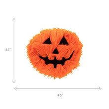 Load image into Gallery viewer, goDog Halloween Furballz Squeaker Plush Pet Toy for Dogs &amp; Puppies, Soft &amp; Durable, Tough &amp; Chew Resistant, Reinforced Seams - Pumpkin Orange, Small

