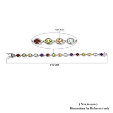Load image into Gallery viewer, 925 Sterling Silver Gemstone Link Tennis Bracelet Platinum Plated Oval Peridot Amethyst Topaz Citrine Garnet 7.25" Ct 6.8
