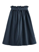 Load image into Gallery viewer, SweatyRocks Women's Vintage Button Front Belted Elastic Waist Midi Skirt with Pocket Navy L
