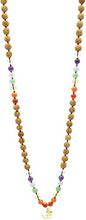 Load image into Gallery viewer, Chakra Rudraksha &amp; Stone 108 Bead Mala Gold Plated Om Pendant
