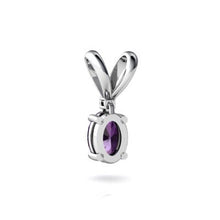 Load image into Gallery viewer, 14kt White Gold Amethyst and Diamond 7x5mm Oval Solitaire Pendant
