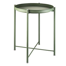 Load image into Gallery viewer, EKNITEY End Table,Folding Metal Side Table Waterproof Small Coffee Table Sofa Side Table with Removable Tray for Living Room Bedroom Balcony and Office (Atrovirens)

