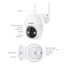 Load image into Gallery viewer, Security Camera Wireless Outdoor,Pan-Tilt 2.4G WiFi Solar Security Camera,Battery Powered Surveillance Cameras for Home with Night Vision,2-Way Audio,Motion Detection,SD Card &amp; Cloud Storage, Codnida
