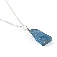 Load image into Gallery viewer, A+ Raw London Blue Topaz Gemstone Necklace, Minimalist Dainty Pendant, Rough Stones, December Birthstone, Rhodium Plated - Sterling Silver Chain, 18inch, Gift for mom
