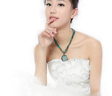 Load image into Gallery viewer, Harlorki Women's Retro Bohemian Style Turquoise Rhinestone Pendant Collar Chain Necklace
