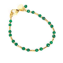 Load image into Gallery viewer, Green onyx beads bracelet and gold 22k plated on brass beads
