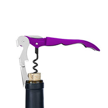 Load image into Gallery viewer, True TrueTap Metallic Purple Double Hinged Waiter’s Corkscrew, Stainless Steel Wine Key with Foil Cutter 4.75x0.5x1
