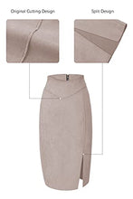 Load image into Gallery viewer, Bellivera Womens Faux Suede Leather Pencil Skirt, Fall Casual Midi Skirts for Women, Summer Hip Wrapped Back Split FF21 Beige XL
