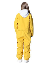 Load image into Gallery viewer, HOUZONIY Kids Snow Suit Unisex Waterproof,Ski Suit Insulated for Girls Boys,One Piece Padded for Skiing,Snowmobiling,Hiking,Climbing Yellow 130
