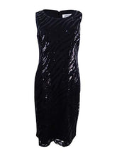 Load image into Gallery viewer, Kasper Women's Sequin Mesh Sheath Dress, Black, 14

