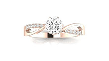 Load image into Gallery viewer, 14K Rose Gold 0.58 CTW Elegant Twisting Split Shank Diamond Engagement Ring w/ 0.5 Ct Round Cut E-F Color VS1 Clarity Center
