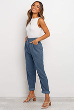 Load image into Gallery viewer, NIMIN Women's High Waisted Pants Loose Straight Leg Corduroy Pants Comfy Fall Clothes Casual Pants with Pockets Blue Grey Small
