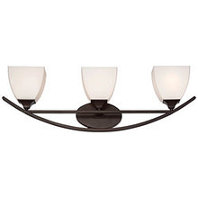 Load image into Gallery viewer, Jenisen Arch Modern Farmhouse Wall Light Bronze Hardwired 29" Wide 3-Light Fixture White Glass Shades for Bathroom Vanity Mirror - Franklin Iron Works
