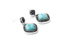 Load image into Gallery viewer, AZIEL 925 Sterling Silver Earrings Natural Larimar Gemstones
