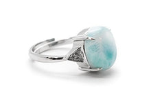 Load image into Gallery viewer, Natural Larimar 925 Sterling Silver Oval Larimar Gemstone Size Adj
