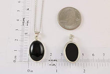 Load image into Gallery viewer, Sterling Silver 925 Black Onyx Oval Pendant Necklace 16+2 inches Chain - Elegant Gift Box
