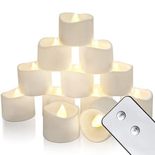 Load image into Gallery viewer, Homemory Remote Control Tea Lights, Flickering Realistic Tea Lights Battery Operated with Remote, for Home Decor and Seasonal Celebration, Pack of 12, Warm White Light, Dia 1-2/5'', H 1-1/4''
