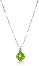 Load image into Gallery viewer, Amazon Essentials Sterling Silver Round Cut Peridot Birthstone Pendant Necklace (August), 18"
